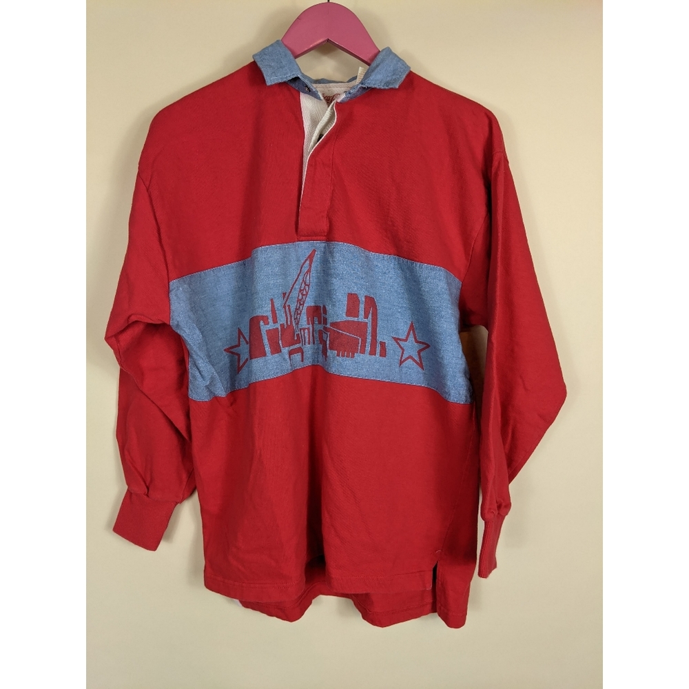 Vintage 1980s/90s Coca-Cola Rugby Polo Shirt Long Sleeve Pullover